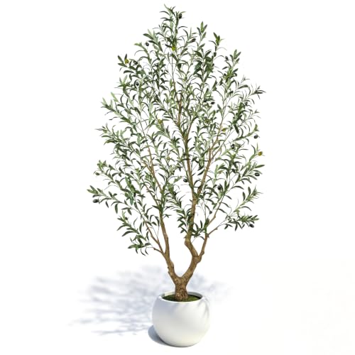 7ft Artificial Olive Tree with 1228 Silk Leaves for Realistic Decor