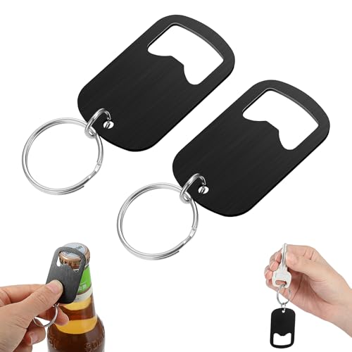 Ouligay 2-Pack Stainless Steel Beer Bottle Opener Keychains for Bartenders & Men