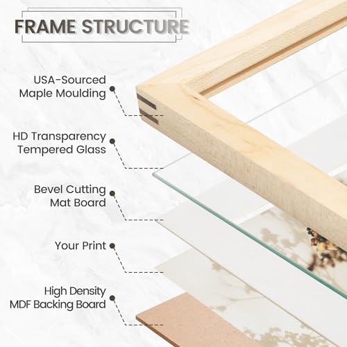 Venusmiles 24x30 Maple Frame, USA-Sourced Natural Maple Wood Picture Collage Frame