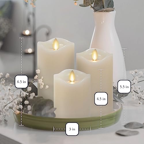 Matchless Candle Co. Ivory Flameless Pillar Candles 3x4.5/5.5/6.5 in (Timer) — Set of 3