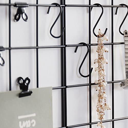 Set of 2 Metal Wall Grid Panels - Photo Display & Wall Storage Organizer