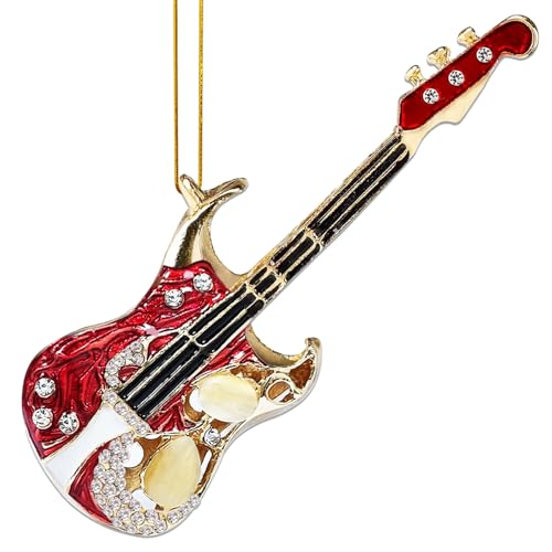 BAOXUE Guitar Christmas Ornament - Miniature Red Electric Guitar, Music Lover Gift, Guitar Decoration for Tree, Festive Holiday Decor - Variation: Guitar