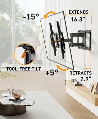 Full Motion TV Wall Mount for 42–86 Inch TVs, Heavy-Duty Articulating Arm