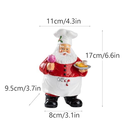 Chef Santa Claus Tabletop Figurine - Resin Christmas Decor with Wine & Bread