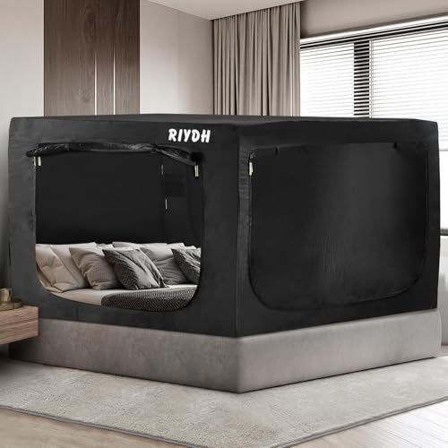 Indoor Blackout Bed Tent Canopy - Breathable Privacy Sleep Space with 3 Doors
