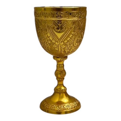 Handmade Solid Brass Wine Chalice - 8oz Antique Style Goblet Cup