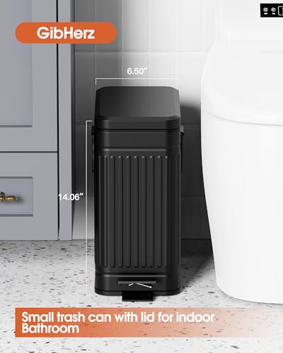 Small Stainless Steel Trash Can with Lid and Pedal - 10L/2.6 Gal Black