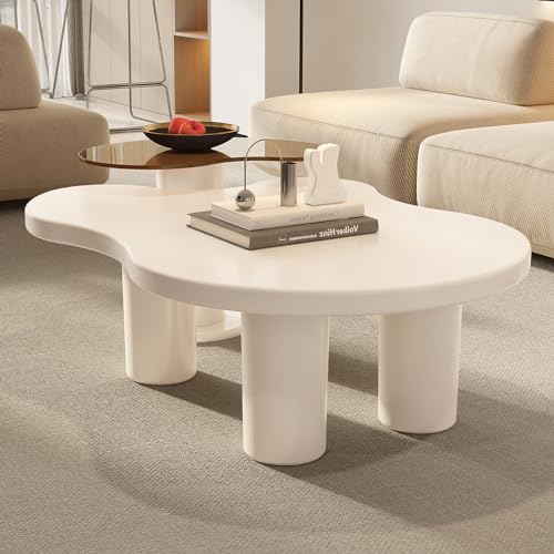 Modern Cloud Nesting Coffee Table Set of 2, Cream White Accent Tables