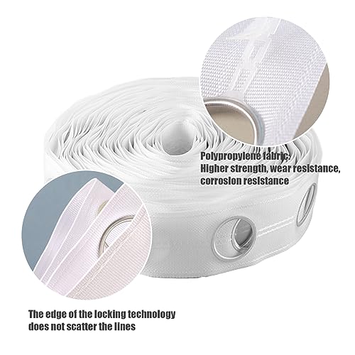 10m Curtain Heading Tape with 60 Grommets, 42mm Round Eyelet Header Strip