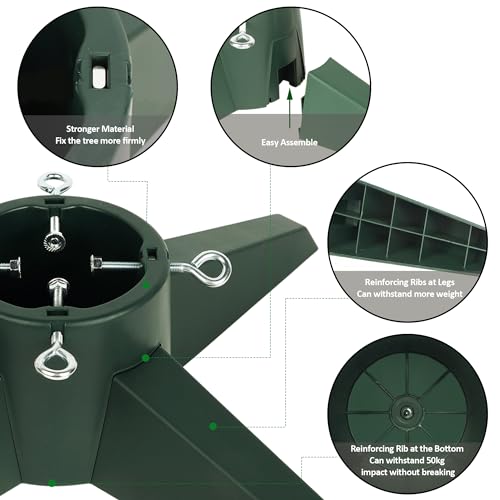 FORUP Green Christmas Tree Stand for Up to 8 Feet Trees - Heavy Duty, Water Reservoir, Easy Assembly