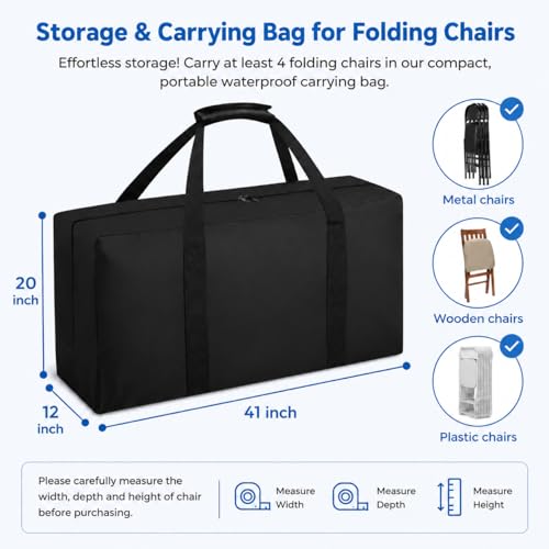 Heavy Duty Folding Chair Storage Bag 41x12x20 Inch Waterproof Carry Case