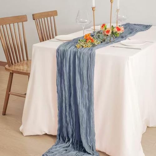 12-Pack Dusty Blue Cheesecloth Table Runners, 20x120 Inch Gauze Table Decor