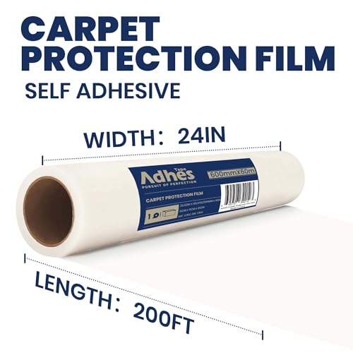 Self-Adhesive Carpet Protection Film - 24" x 200' Heavy Duty Plastic Roll