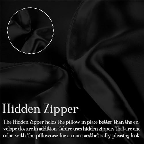 Gabire Mulberry Silk Pillowcase Set of 2 for Hair & Skin, Black Standard