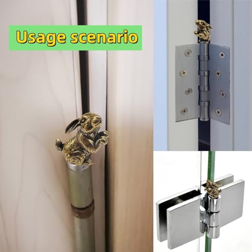 Brass Rabbit Decorative Hinge Toppers - Set of 3 Magnetic Door Accents