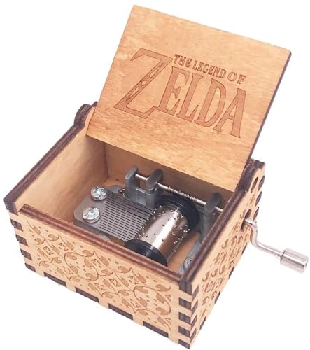 Engraved Wooden Hand Crank Music Box - Song of Storms Melody