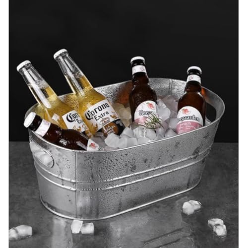 3-Gallon Galvanized Metal Beverage Tub with Handles for Parties & Cold Drinks