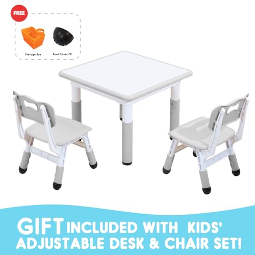 Kids Adjustable Table and Chair Set with Wipeable Doodle-Friendly Surface