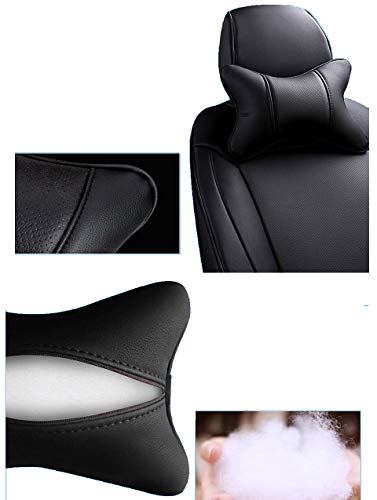 Car Neck Pillow Set - Dual-Side PU Leather Headrest with Fiber Filling