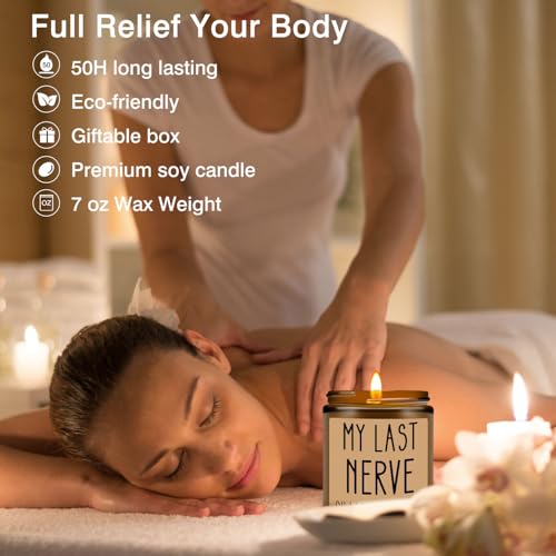 Homsolver My Last Nerve Lavender Candles - Funny Gift for Women Men, Birthday & White Elephant