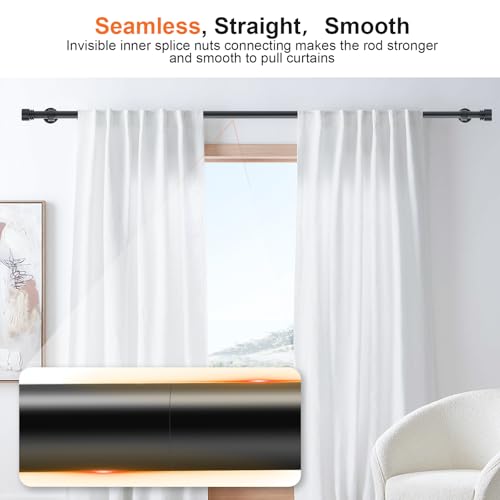 Heavy-Duty Extra Long Curtain Rod 144-240 Inches, Adjustable Metal Drapery Rod