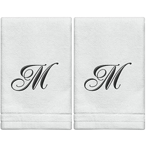 Personalized Initial Fingertip Towels - 11x18 Monogrammed Cotton Set of 2