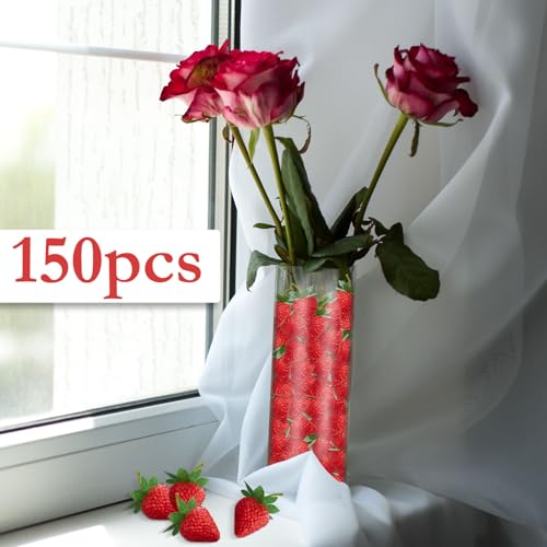 150 Pcs Realistic Artificial Strawberries - Faux Plastic Decor for Events & Home