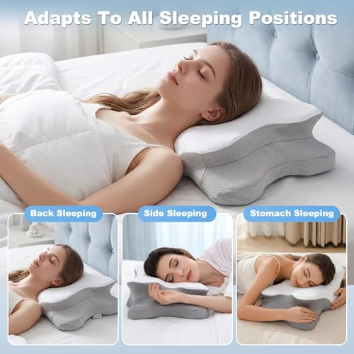 Ergonomic Cervical Neck Pillow with Cooling Cover - Memory Foam