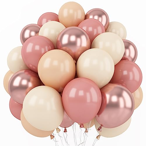Togvu Retro Blush Pink Balloons 60 Pack 12 Inch Latex Party Balloons
