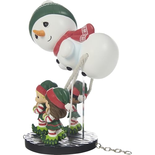 "Tis The Season to Be Jolly" Precious Moments Hand-Painted Christmas Figurine – 5.25" Resin Elf Snowman Parade