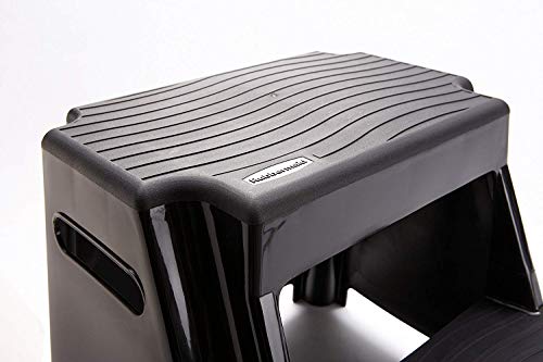 2-Step Plastic Stool, 300 lb Capacity Lightweight Step Stool, Black