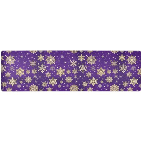 Winter Violet Purple Snowflake Trivet Table Runner 40in - ALAZA
