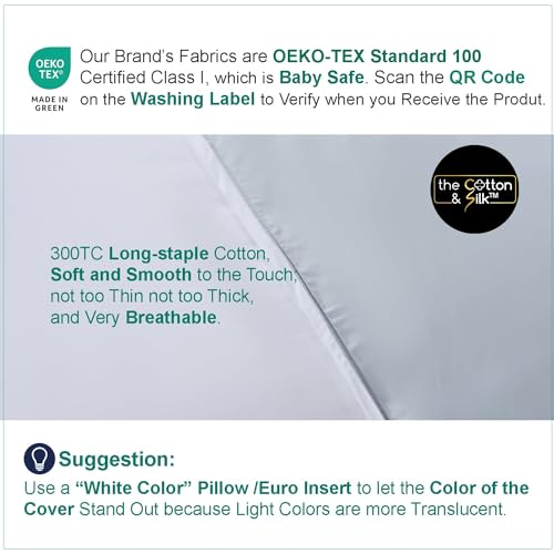 Luxury Long-Staple Cotton Euro Sham Set - 26x26 Inch, 300TC, 2 Pack