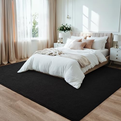 4x6 Black Area Rug, Washable Memory Foam Minimalist Indoor Carpet