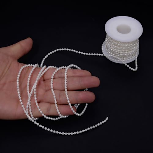 3mm Faux Pearl Bead Garland Roll, 33 Ft Ivory Strand for Wedding & DIY Crafts