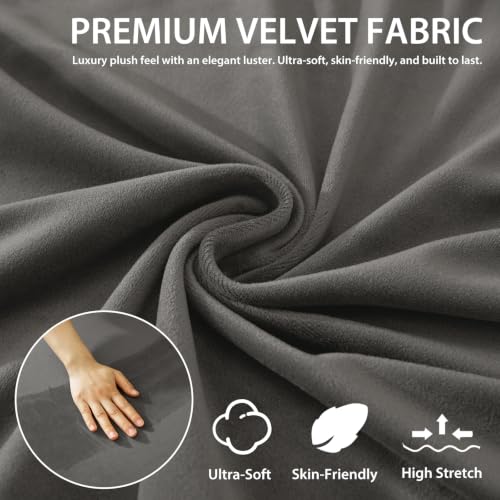 Full Size Velvet Futon Cover - Stretch Armless Sofa Protector, Gray