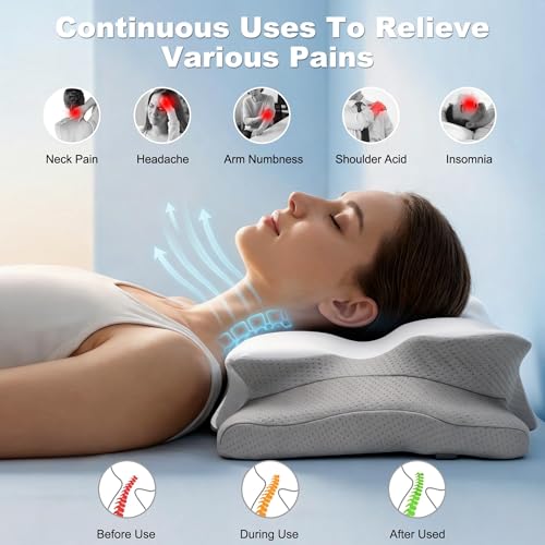 Ergonomic Cervical Neck Pillow with Cooling Cover - Memory Foam