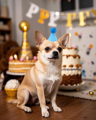 10-Pack Mini Party Hats for Small Dogs, Cats, and Puppies - Adjustable Felt