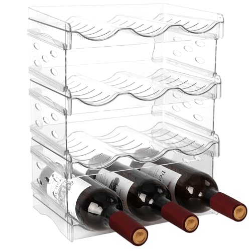 4-Tier Stackable Wine Rack and Water Bottle Organizer for Pantry Fridge