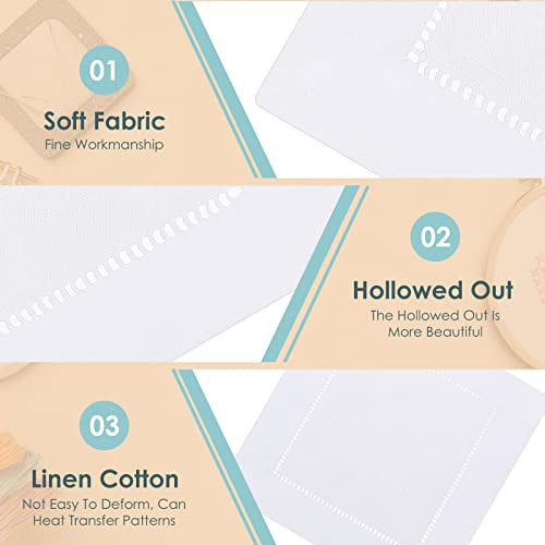 White Linen Cocktail Napkins 12 Pack Hemstitch Washable Cloth 6x6 Inches