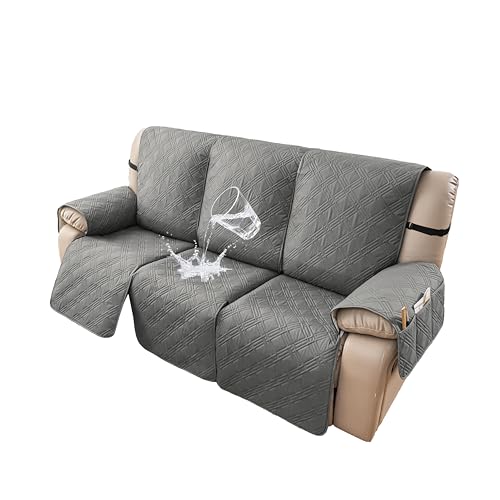 Waterproof Recliner Sofa Cover 3 Seater - Light Gray, 76.8"