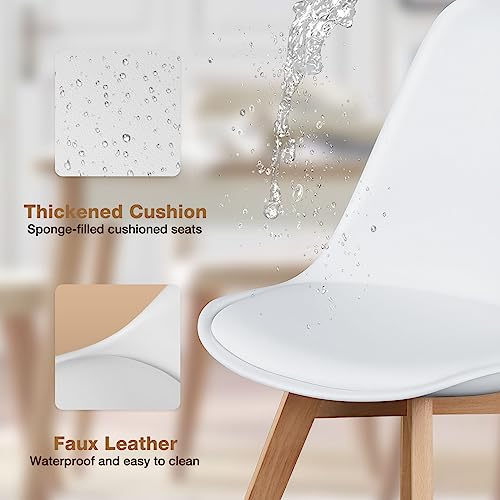 PU Leather Dining Chairs Set of 4 - Mid-Century Modern Side Chairs