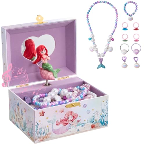 Musical Mermaid Jewelry Box for Kids with Spinning Doll