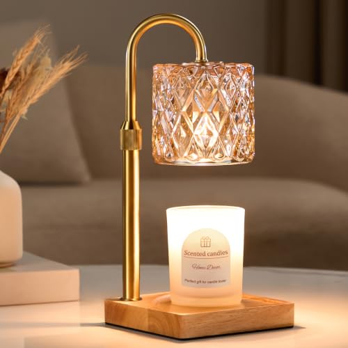 Dimmable Candle Warmer Lamp with Timer - Vintage Amber Glass