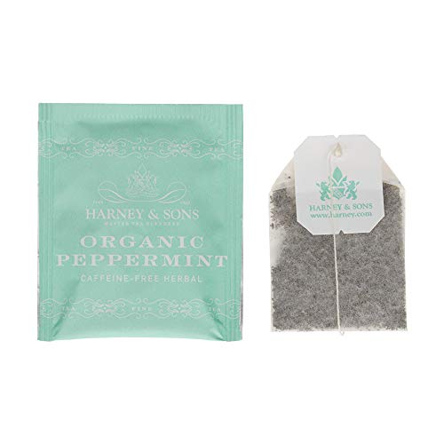 Harney & Sons Organic Peppermint Tea - Refreshing Herbal Blend | 1.76oz (50 Tea Bags)