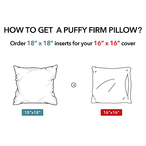 18x18 Throw Pillow Inserts Set of 2 - 100% Cotton Cover Square Cushion Forms