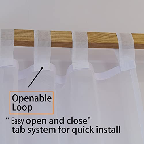 White Sheer Canopy Bed Curtains - 8 Panel Tab Top 4 Poster Frame Drapes