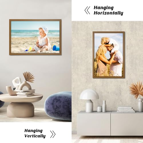 HLiWEGNS Light Brown 16x24 Poster Frame Set of 3 - Rustic Wall Gallery Frames