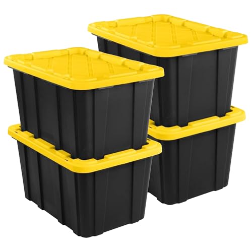 Industrial Storage Tote 27 Gallon 4-Pack Heavy-Duty Plastic Utility Box