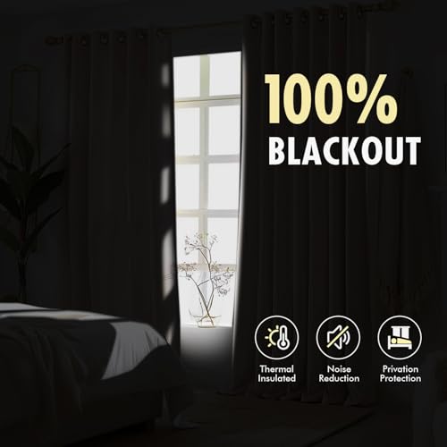 100% Blackout Linen Curtains - Pinch Pleat Design, 40x84 Inches, 2 Panels
